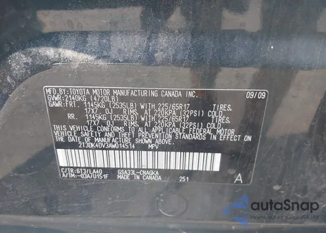 2010 Toyota Rav4 Limited V6 из США, поврежденный, VIN 2T3DK4DV3AW014514